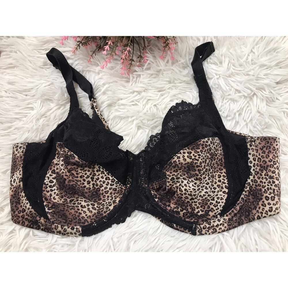 Lilyette 0431 Minimizer Bra Back Smoothing Unlined UW Womens 36D Animal Print